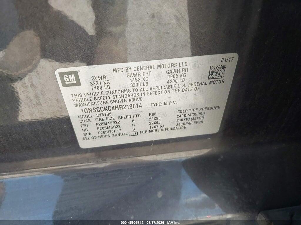 1GNSCCKC4HR218014 2017 CHEVROLET TAHOE photo no. 9
