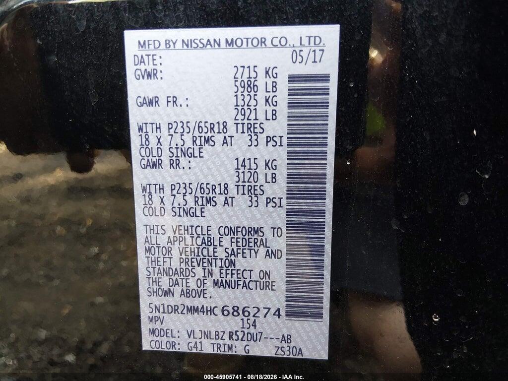 5N1DR2MM4HC686274 2017 NISSAN PATHFINDER photo no. 9