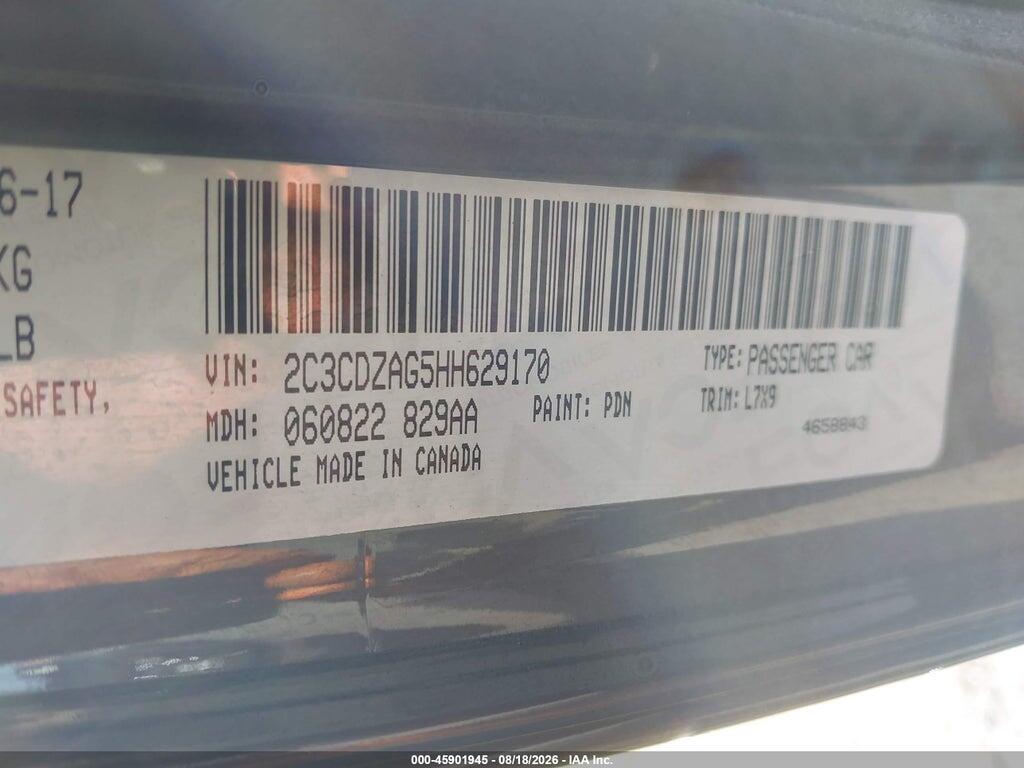 2C3CDZAG5HH629170 2017 DODGE CHALLENGER photo no. 9