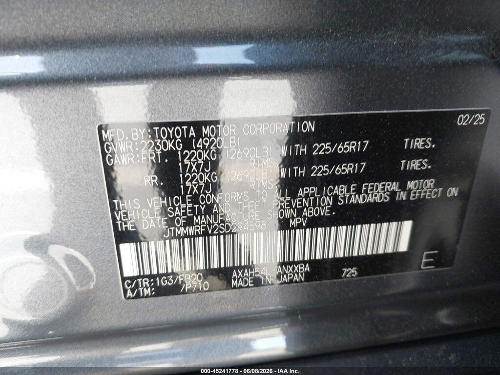 JTMMWRFV2SD294598 2025 TOYOTA RAV4 HYBRID photo no. 9