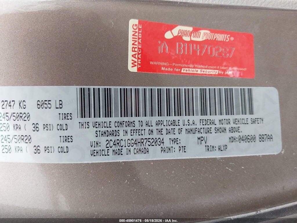 2C4RC1GG4HR752034 2017 CHRYSLER PACIFICA photo no. 9