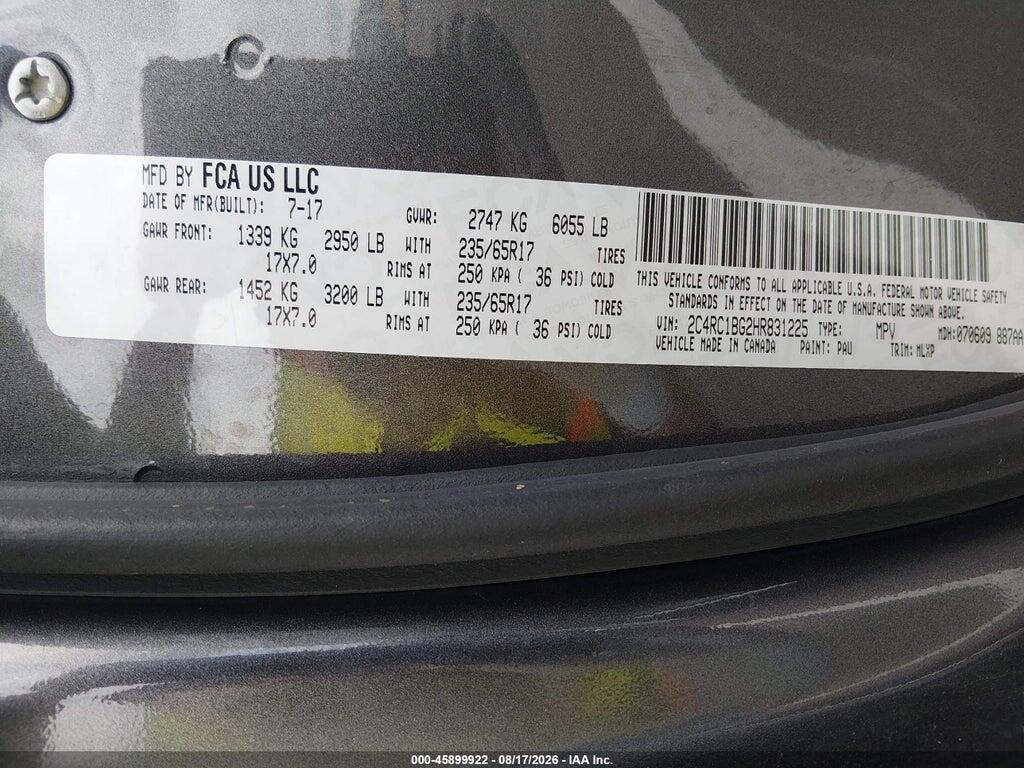 2C4RC1BG2HR831225 2017 CHRYSLER PACIFICA photo no. 9