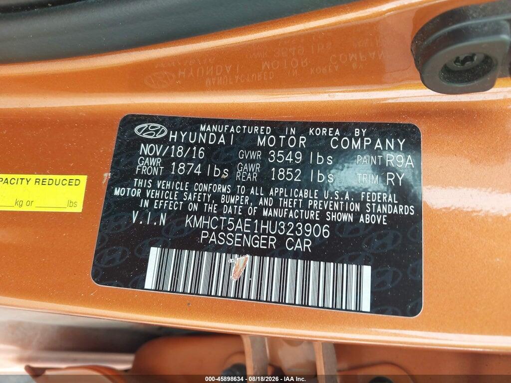 KMHCT5AE1HU323906 2017 HYUNDAI ACCENT photo no. 9