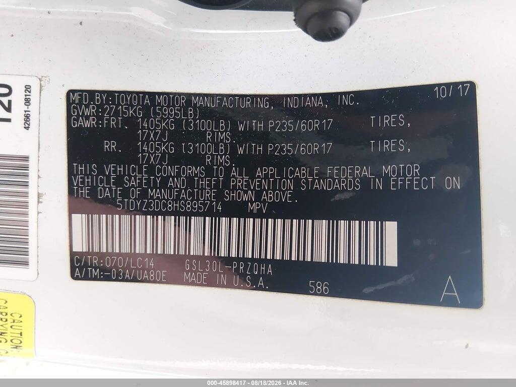 5TDYZ3DC8HS895714 2017 TOYOTA SIENNA photo no. 9