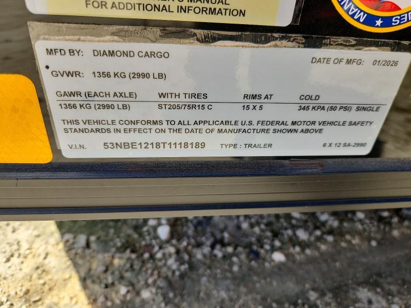 2026 DIAMOND CARGO 6X12SA ENCLOSED CARGO TRAILER — Фото 8 из 9
