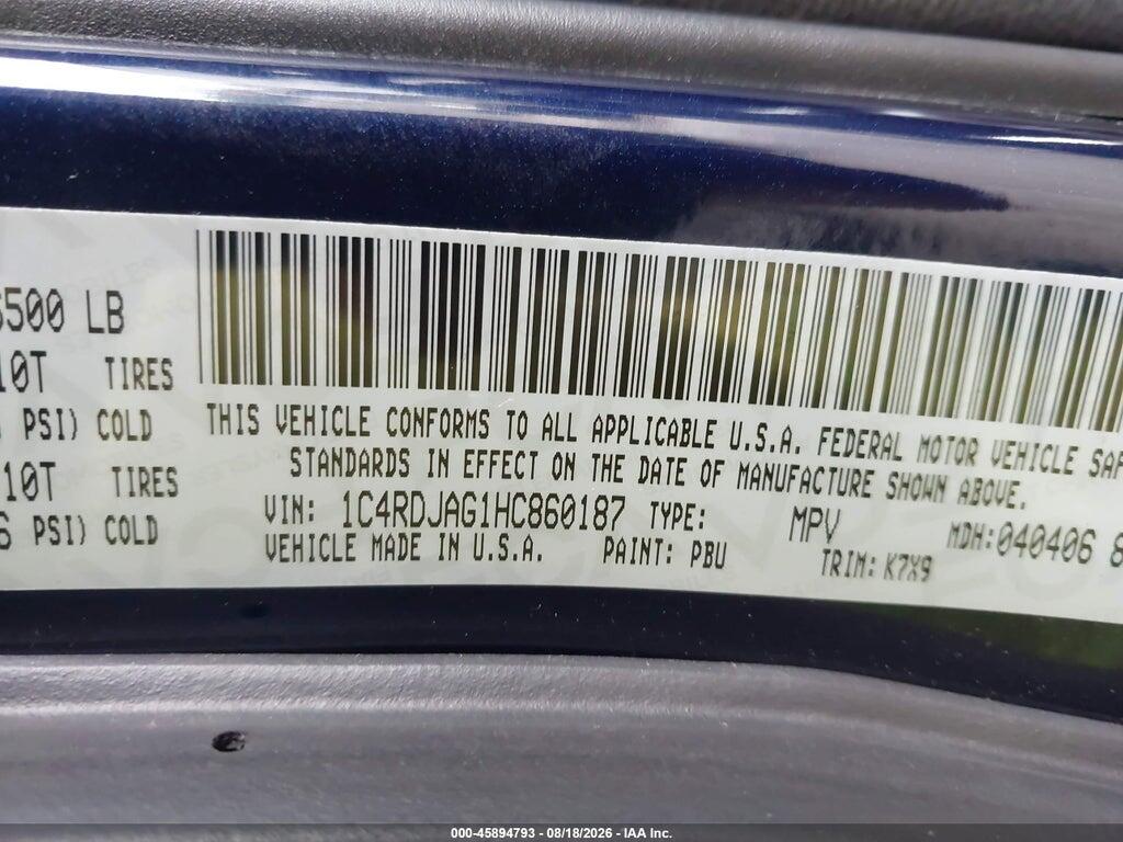 1C4RDJAG1HC860187 2017 DODGE DURANGO photo no. 9