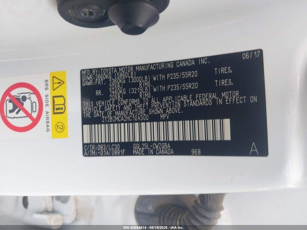 2T2BZMCA2HC104500 2017 LEXUS RX 350 photo no. 9