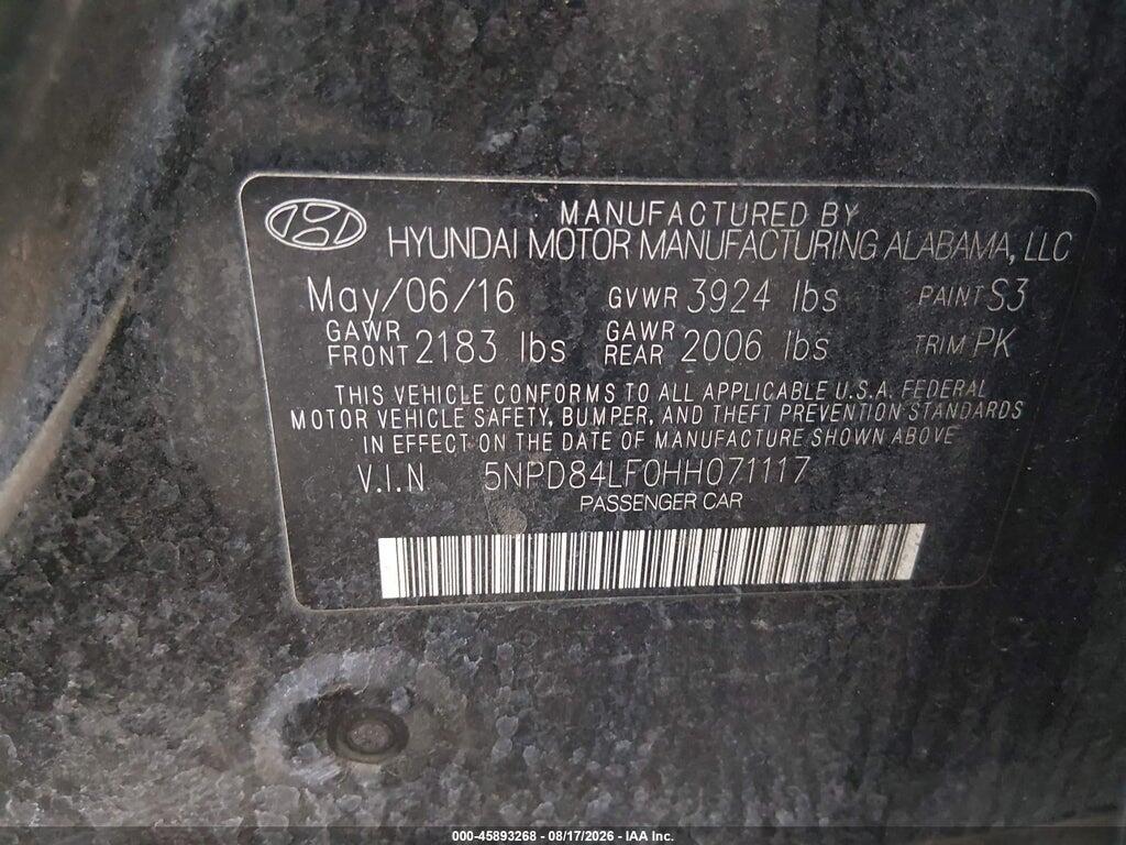 5NPD84LF0HH071117 2017 HYUNDAI ELANTRA photo no. 9