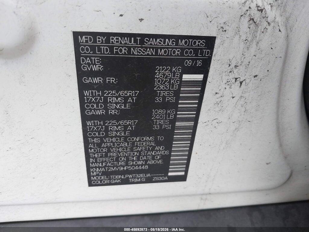 KNMAT2MV9HP504448 2017 NISSAN ROGUE photo no. 9
