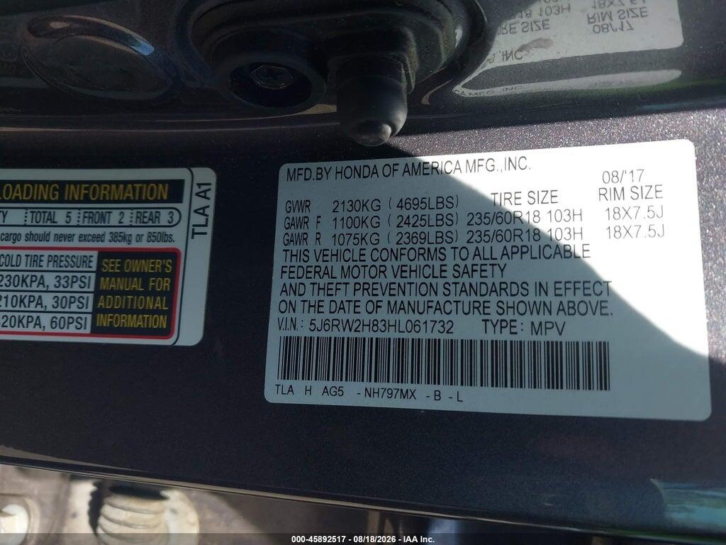5J6RW2H83HL061732 2017 HONDA CR-V photo no. 9