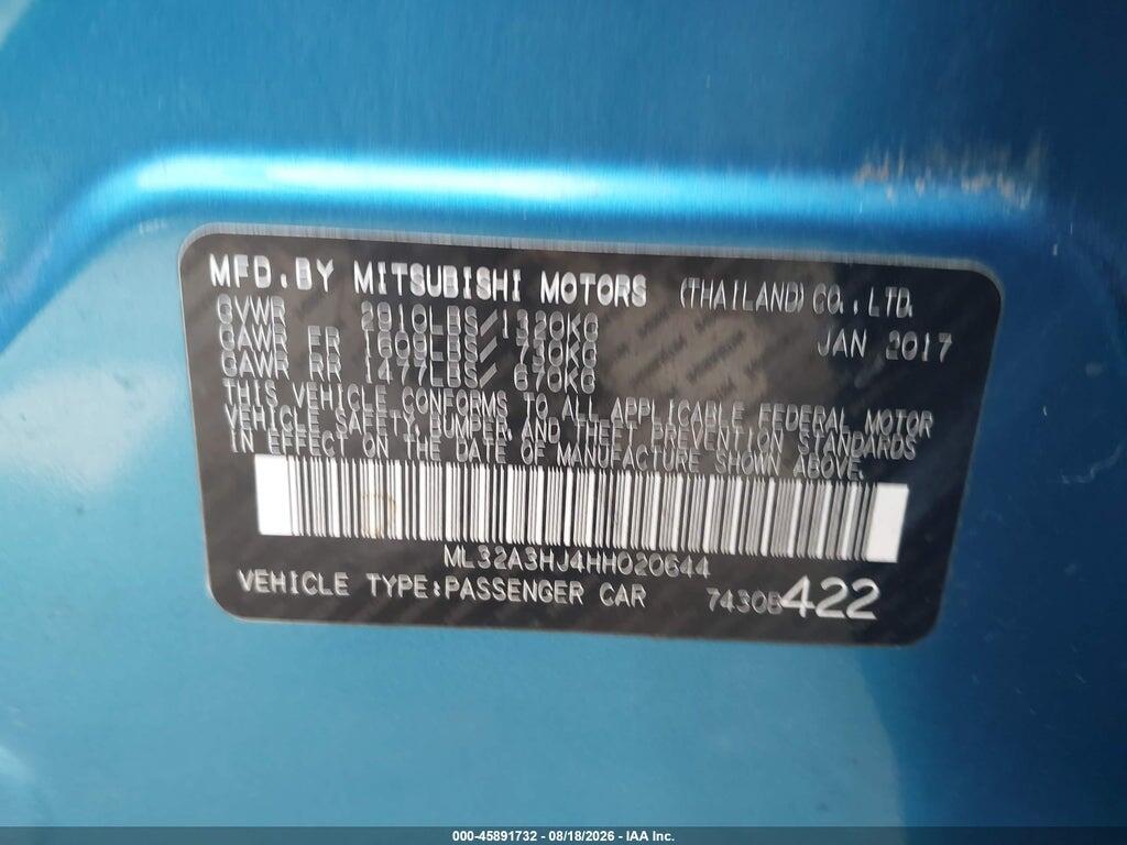 ML32A3HJ4HH020644 2017 MITSUBISHI MIRAGE photo no. 9
