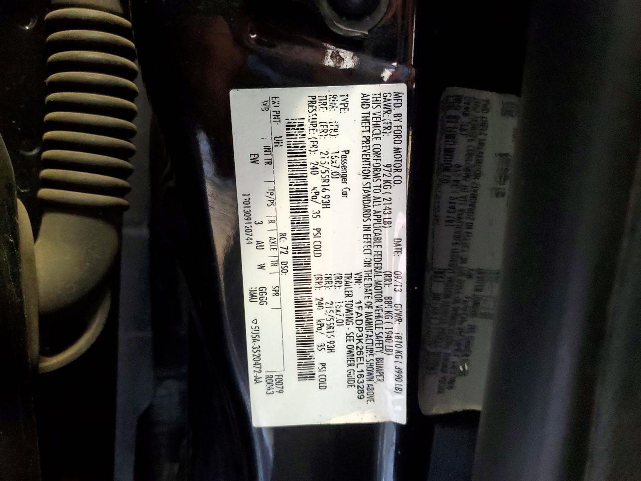 1FADP3K26EL163289 2014 FORD FOCUS photo no. 12