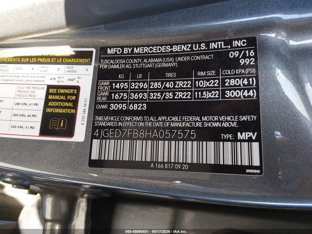 4JGED7FB8HA057575 2017 MERCEDES-BENZ AMG GLE 63 COUPE photo no. 9