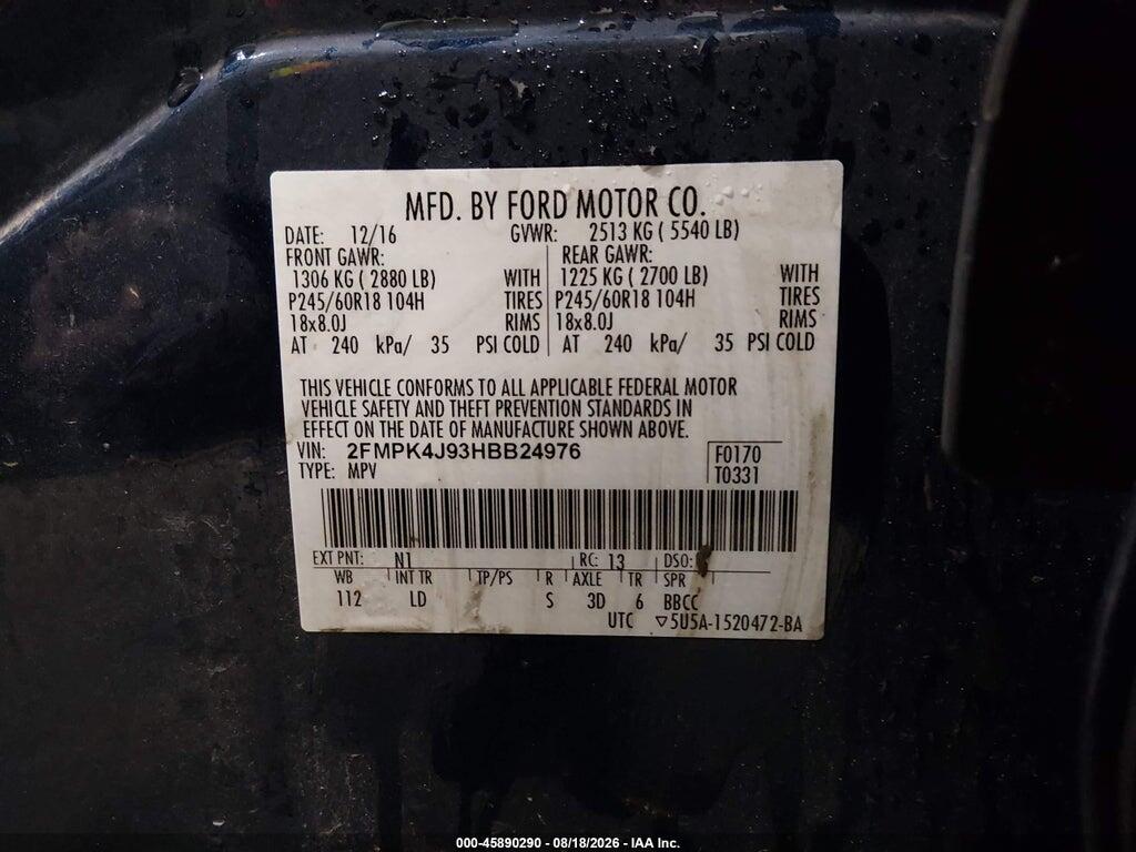 2FMPK4J93HBB24976 2017 FORD EDGE photo no. 9