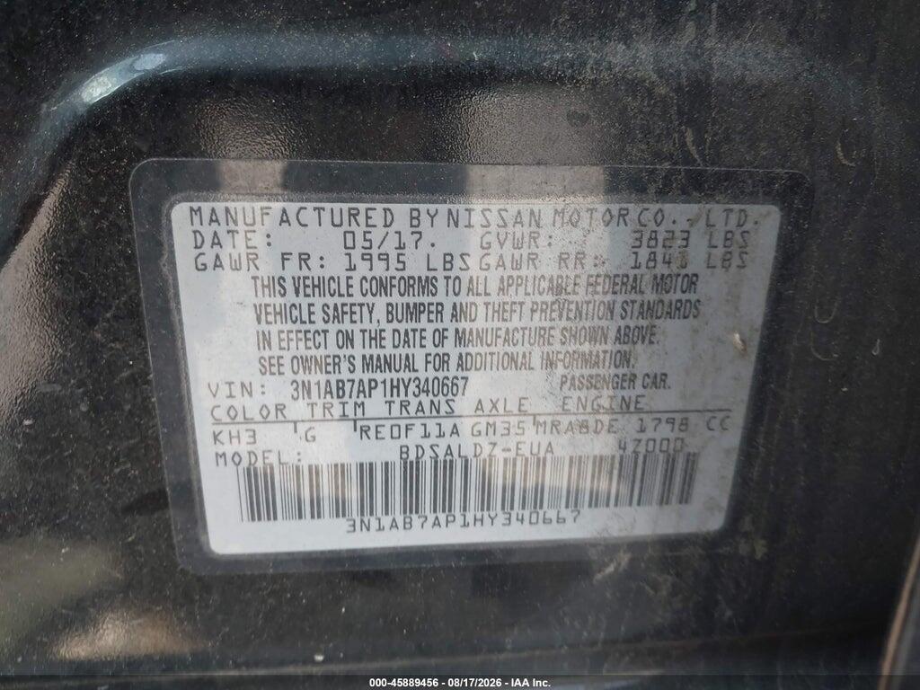 3N1AB7AP1HY340667 2017 NISSAN SENTRA photo no. 9