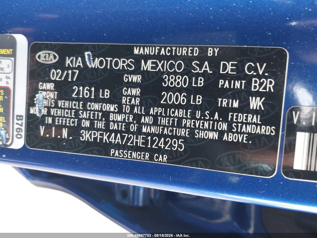 3KPFK4A72HE124295 2017 KIA FORTE photo no. 9