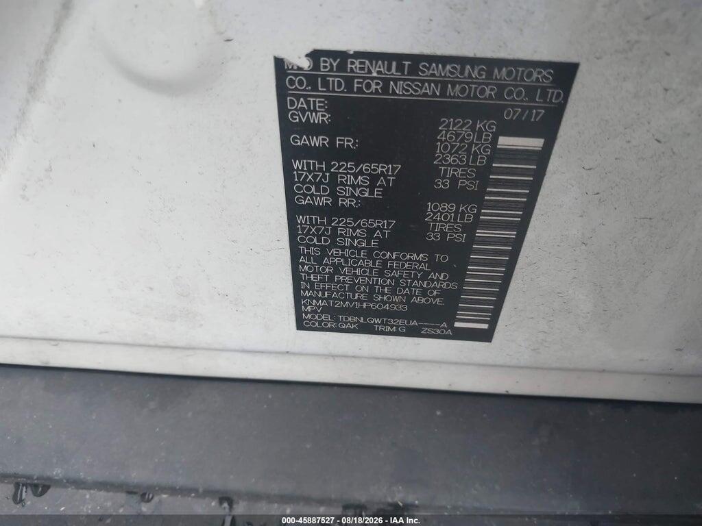 KNMAT2MV1HP604933 2017 NISSAN ROGUE photo no. 9