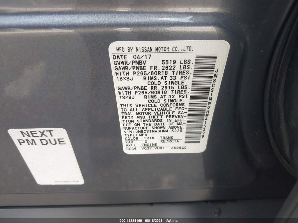 JN8CS1MW6HM415229 2017 INFINITI QX70 photo no. 9