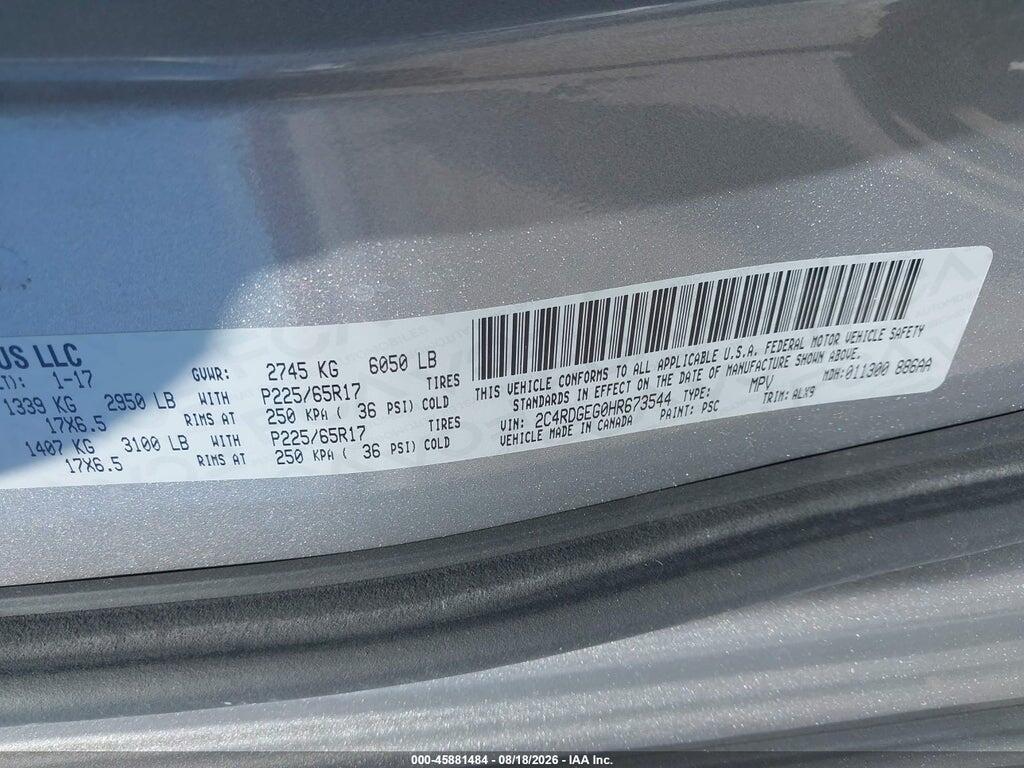 2C4RDGEG0HR673544 2017 DODGE GRAND CARAVAN photo no. 9