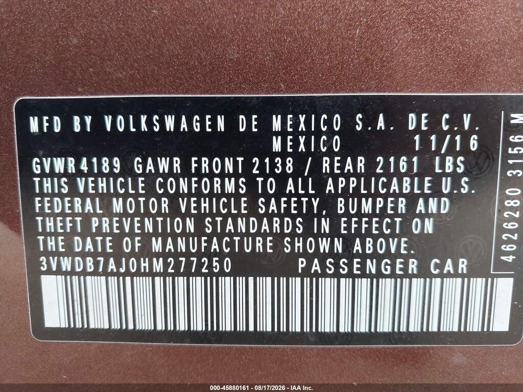 3VWDB7AJ0HM277250 2017 VOLKSWAGEN JETTA photo no. 9