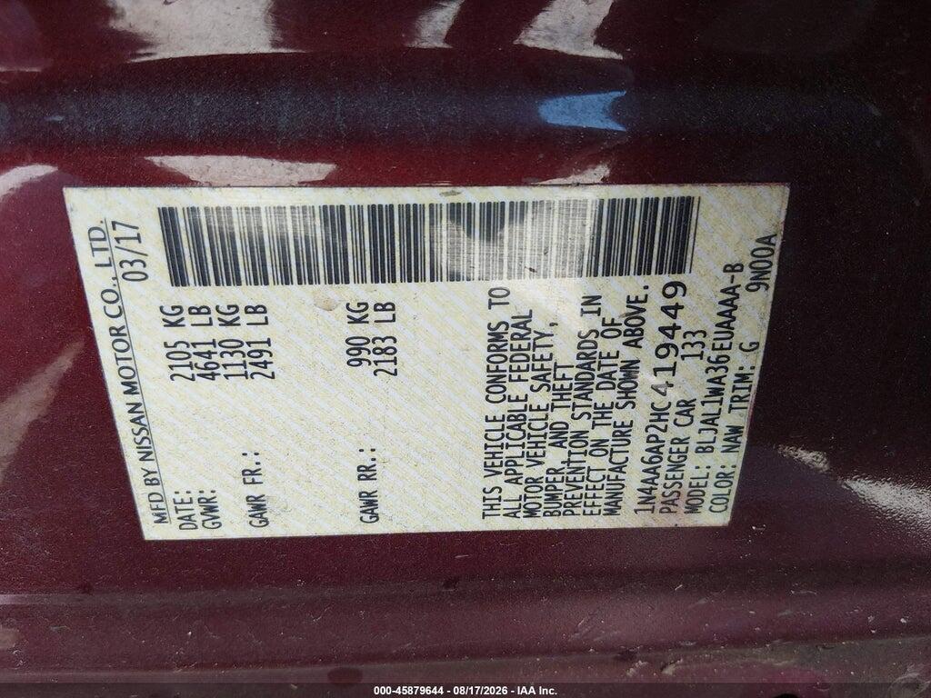 1N4AA6AP2HC419449 2017 NISSAN MAXIMA photo no. 9