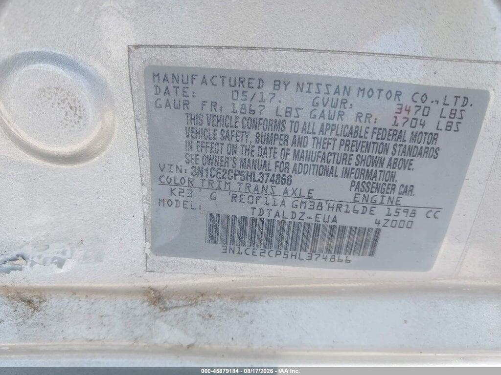 3N1CE2CP5HL374866 2017 NISSAN VERSA NOTE photo no. 9