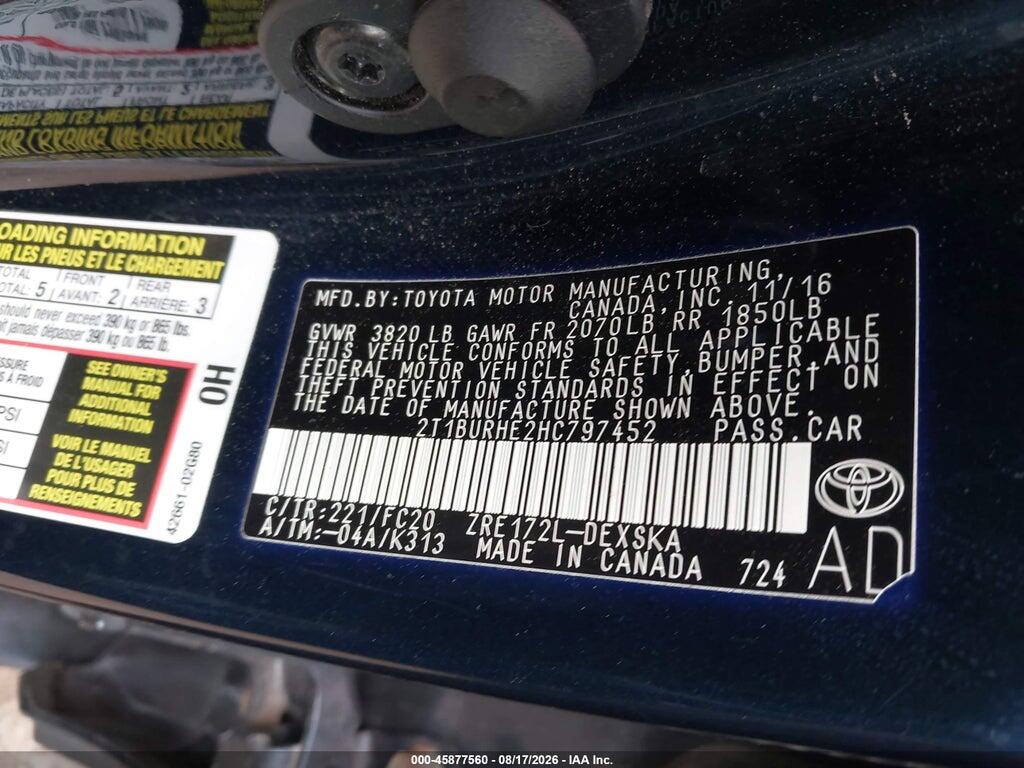 2T1BURHE2HC797452 2017 TOYOTA COROLLA photo no. 9