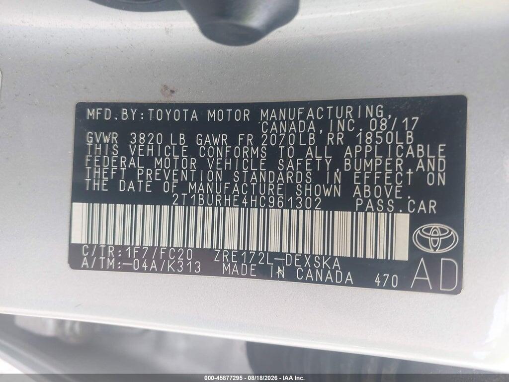 2T1BURHE4HC961302 2017 TOYOTA COROLLA photo no. 9