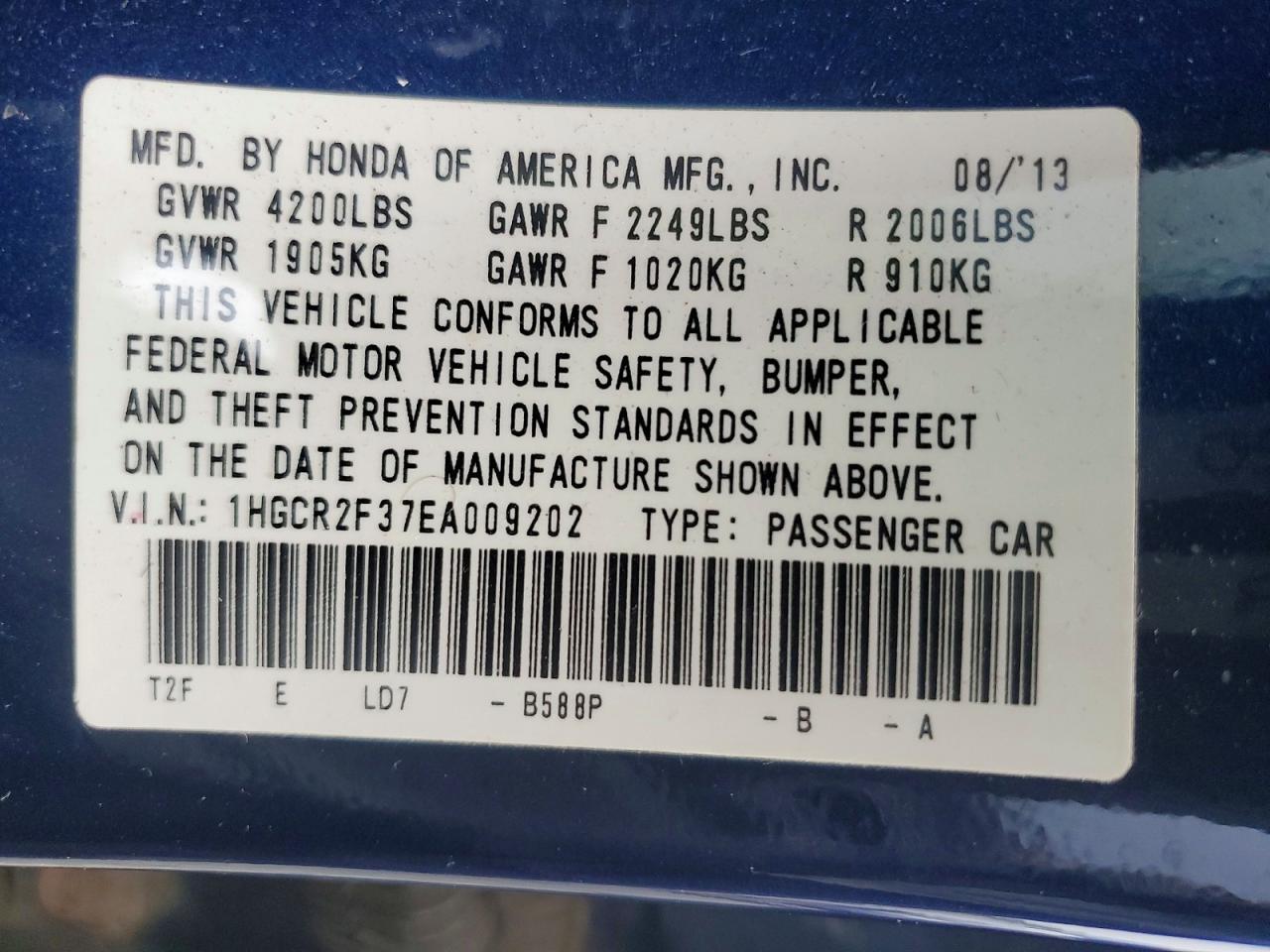 2014 HONDA ACCORD LX — Фото 12 из 12