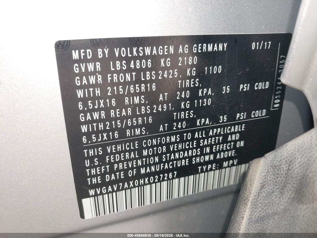 WVGAV7AX0HK027267 2017 VOLKSWAGEN TIGUAN photo no. 9