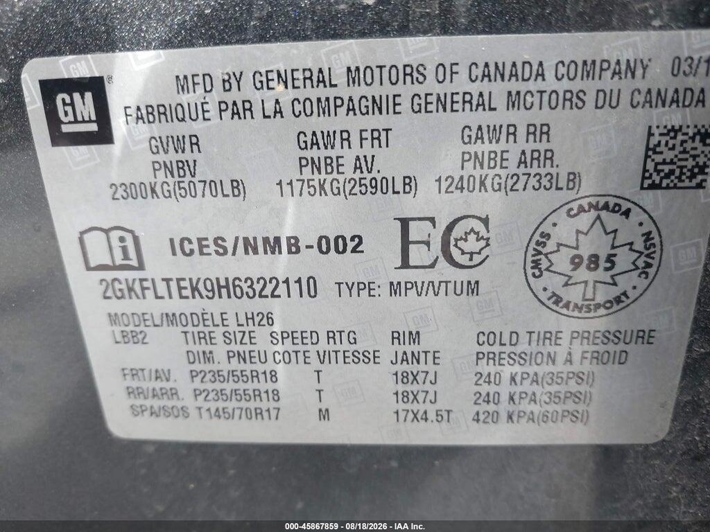 2GKFLTEK9H6322110 2017 GMC TERRAIN photo no. 9