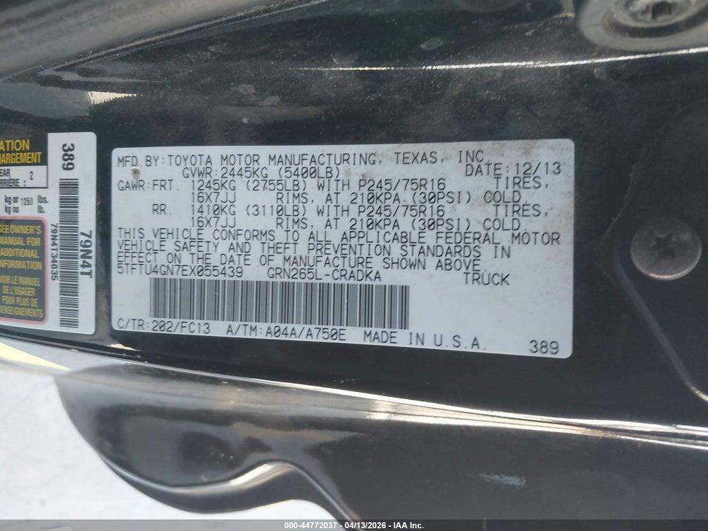 5TFTU4GN7EX055439 2014 TOYOTA TACOMA photo no. 9