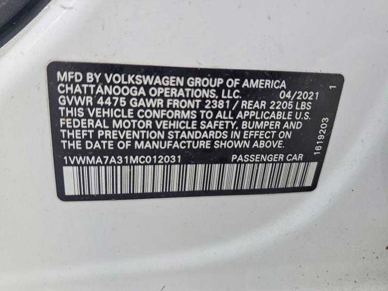 2021 VOLKSWAGEN PASSAT R-LINE — Фото 13 из 13