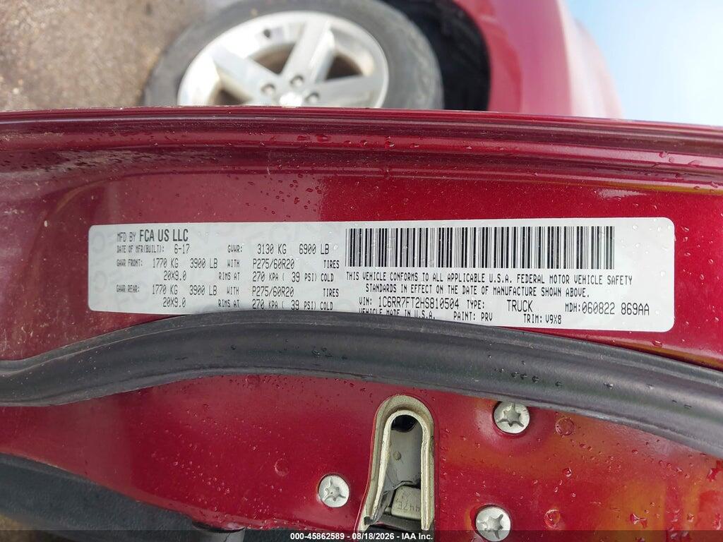 1C6RR7FT2HS810504 2017 RAM 1500 photo no. 9