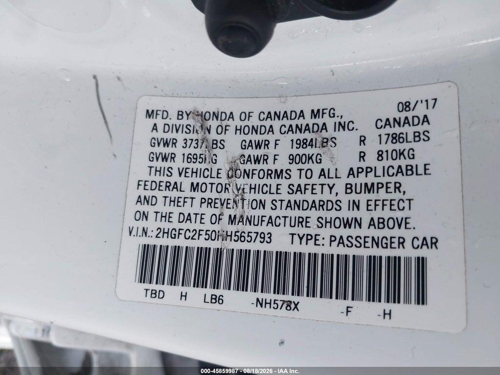 2HGFC2F50HH565793 2017 HONDA CIVIC photo no. 9