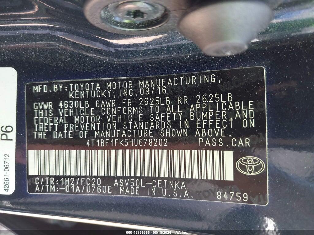 4T1BF1FK5HU678202 2017 TOYOTA CAMRY photo no. 9