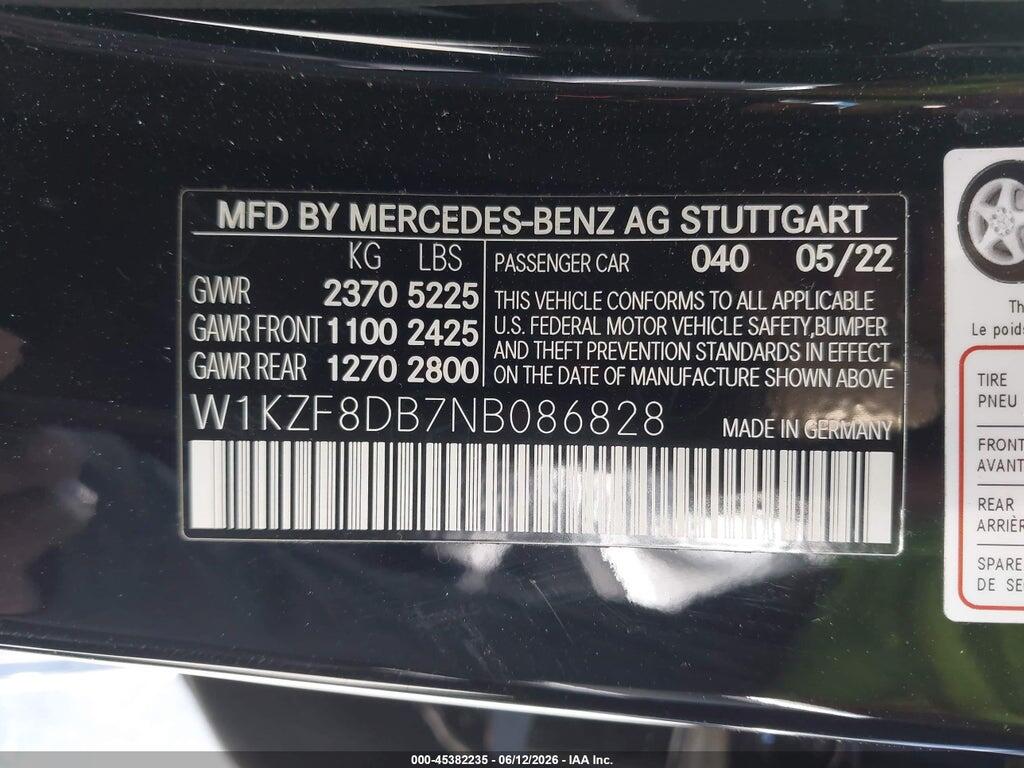 W1KZF8DB7NB086828 2022 MERCEDES-BENZ E 350 photo no. 9