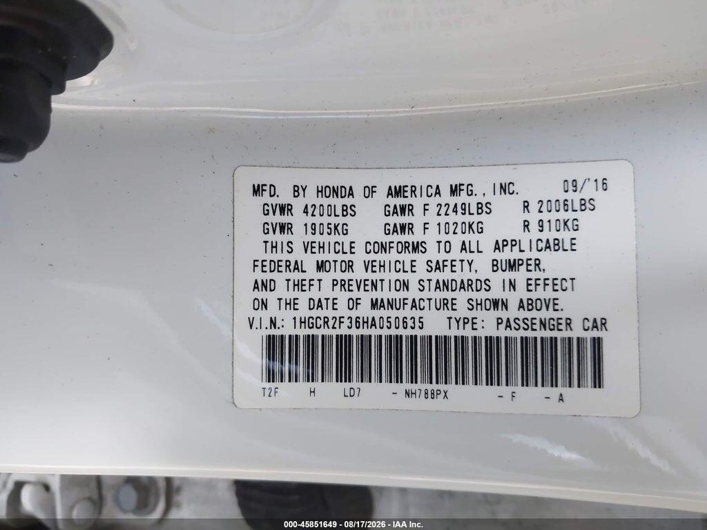 1HGCR2F36HA050635 2017 HONDA ACCORD photo no. 9