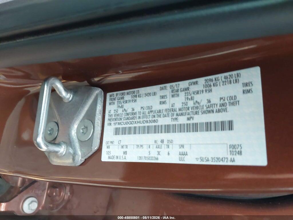 1FMCU0GDXHUD93080 2017 FORD ESCAPE photo no. 9
