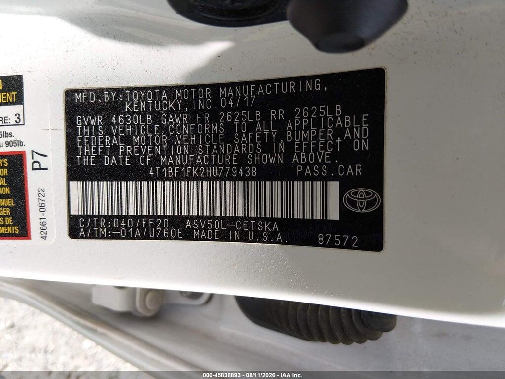 4T1BF1FK2HU779438 2017 TOYOTA CAMRY photo no. 9