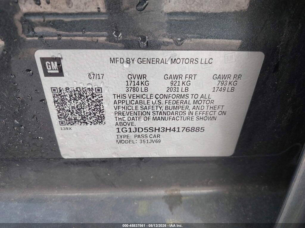 1G1JD5SH3H4176885 2017 CHEVROLET SONIC photo no. 9