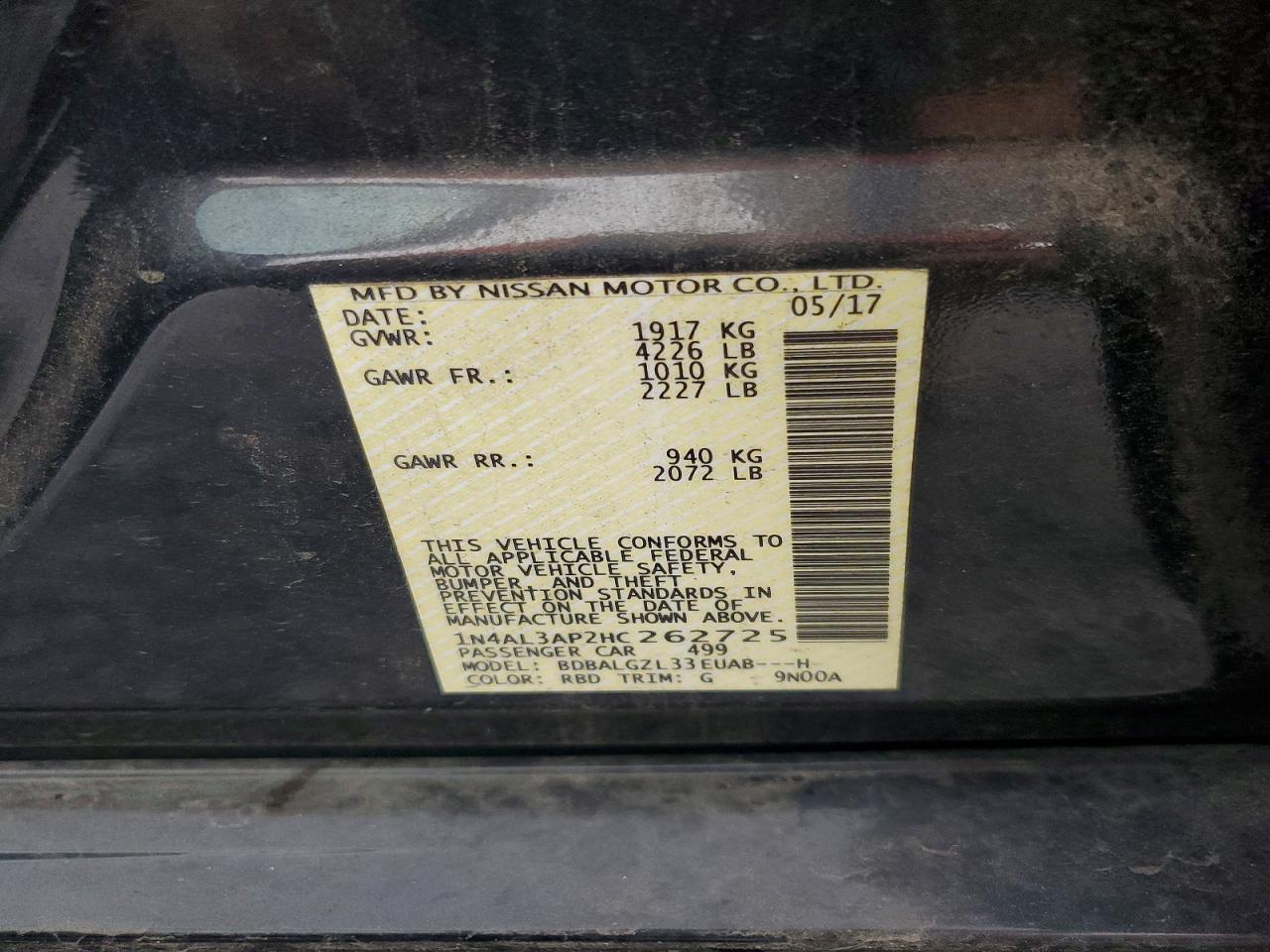 1N4AL3AP2HC262725 2017 NISSAN ALTIMA photo no. 12