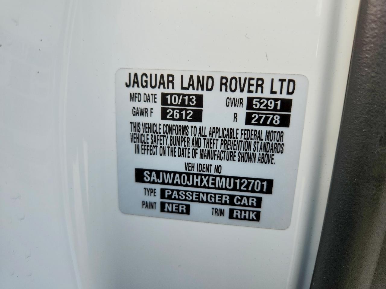 SAJWA0JHXEMU12701 2014 JAGUAR XF photo no. 12
