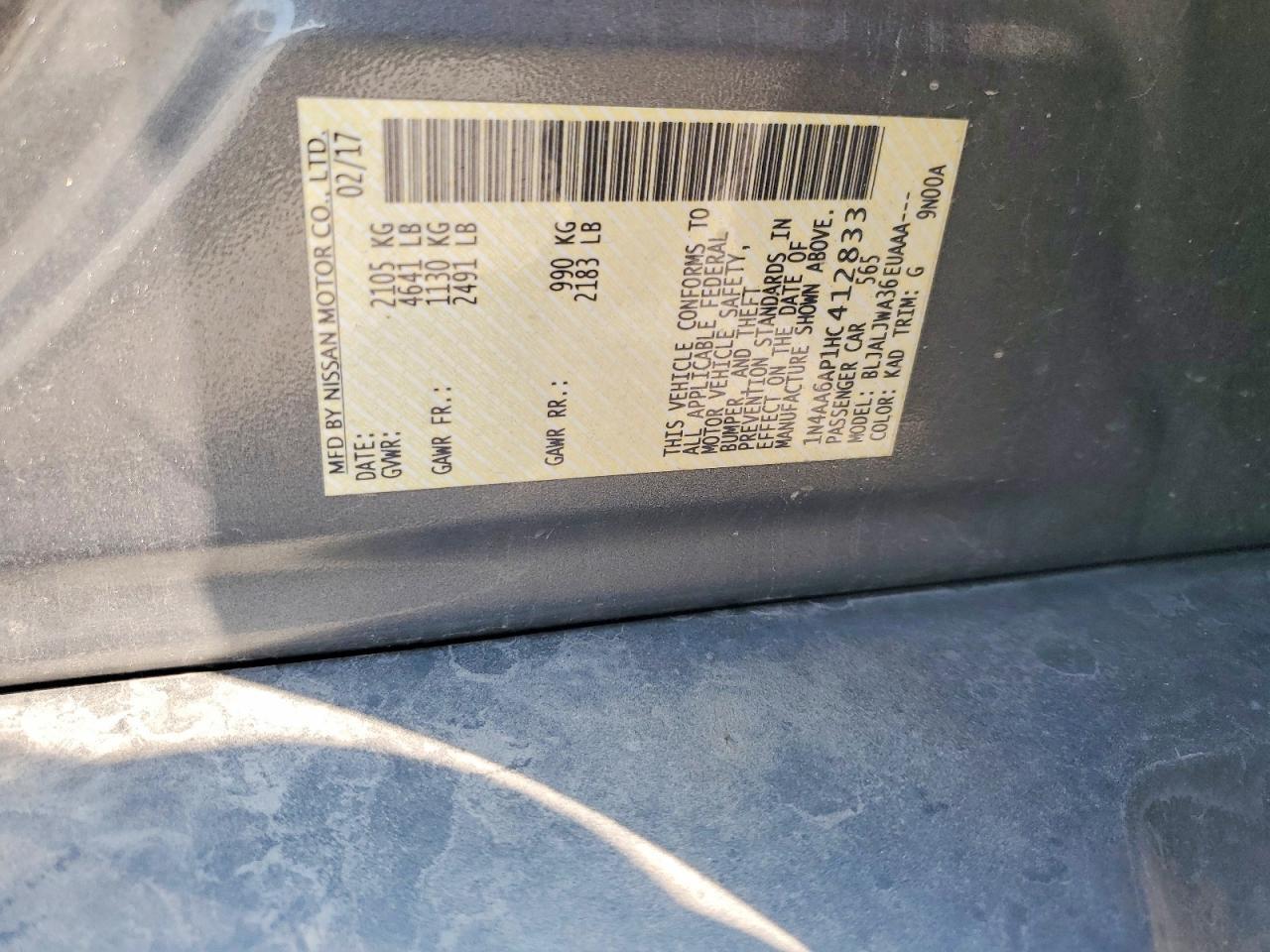 1N4AA6AP1HC412833 2017 NISSAN MAXIMA photo no. 12