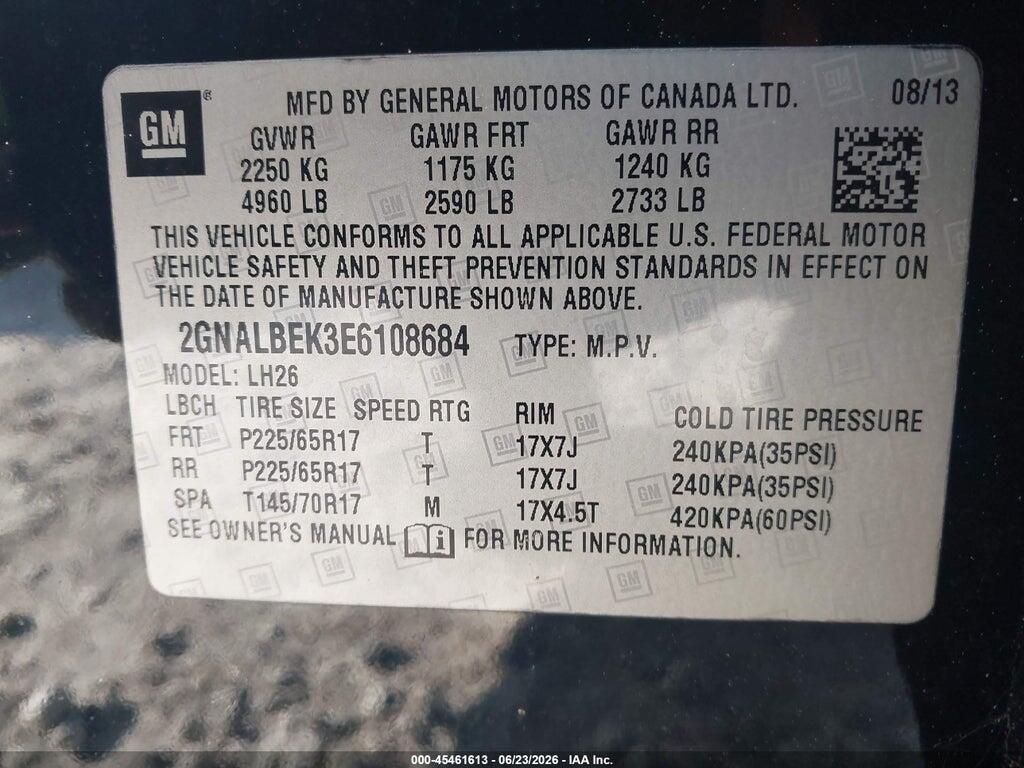 2GNALBEK3E6108684 2014 CHEVROLET EQUINOX photo no. 9