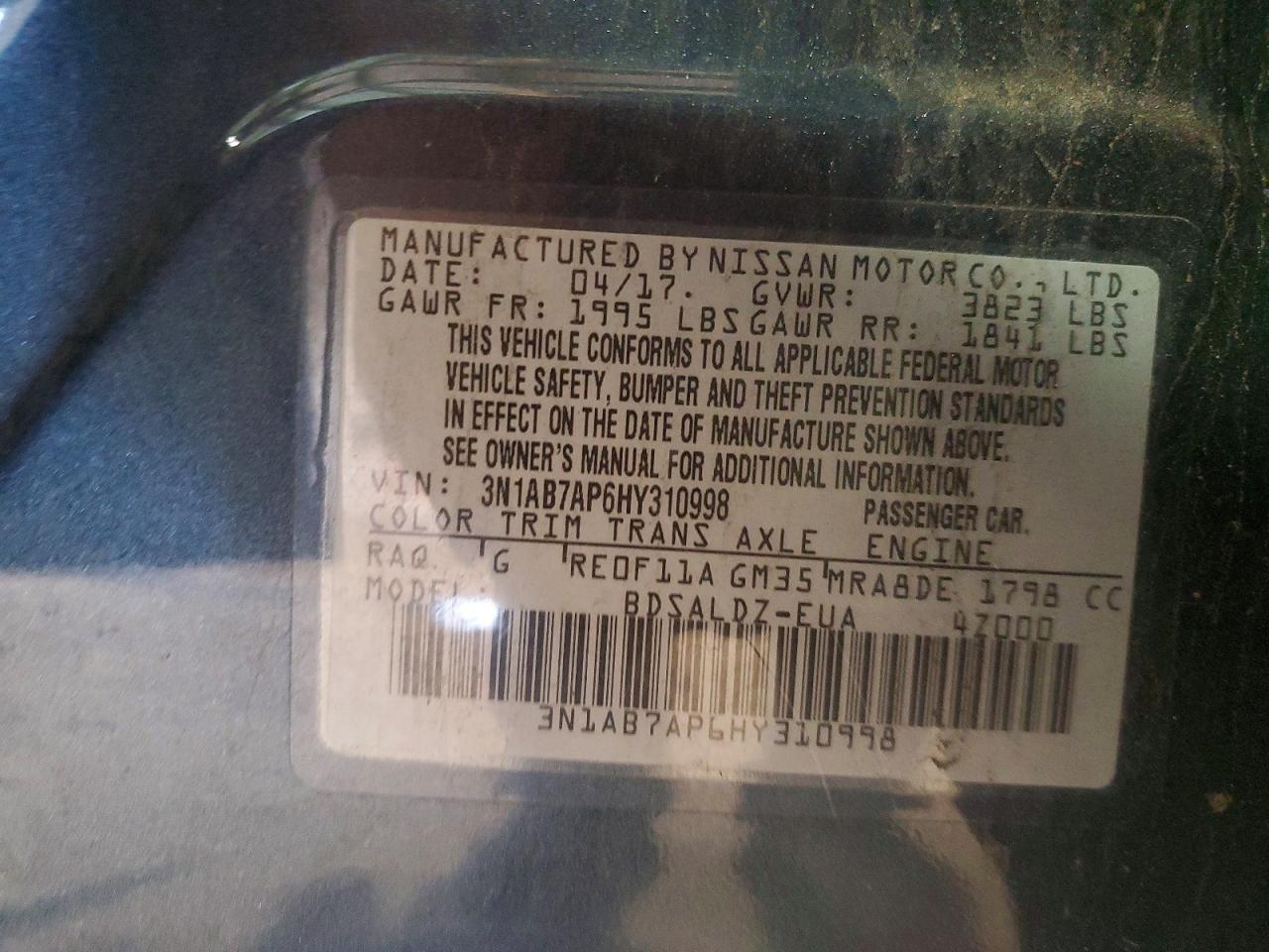 3N1AB7AP6HY310998 2017 NISSAN SENTRA photo no. 12