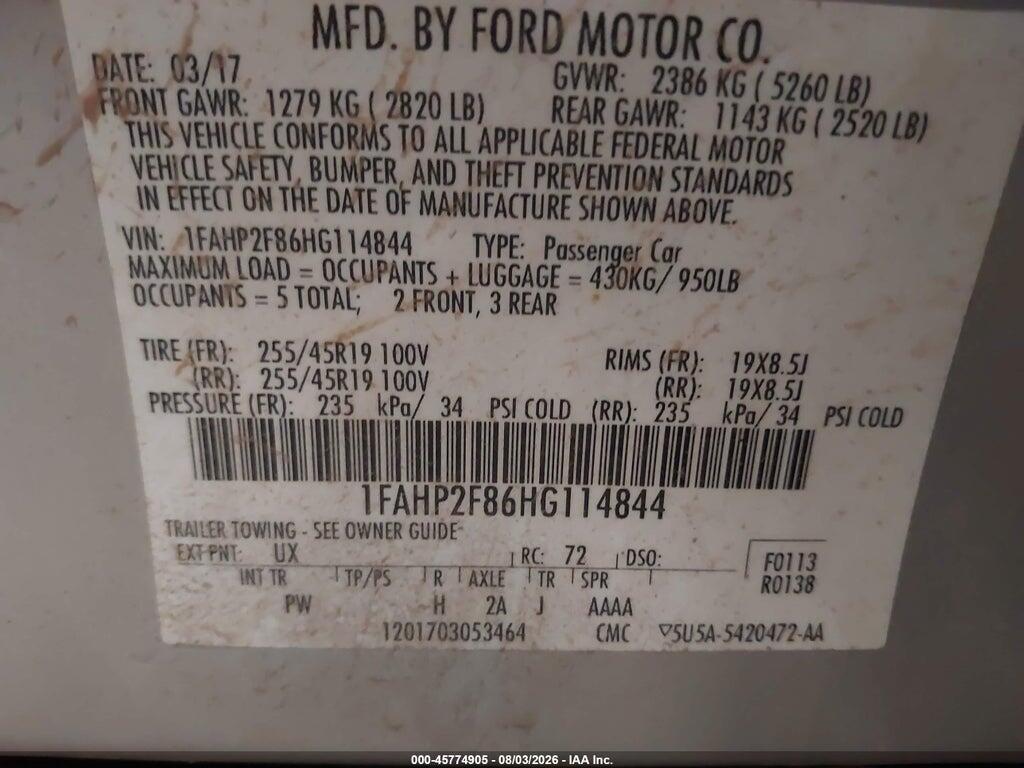 1FAHP2F86HG114844 2017 FORD TAURUS photo no. 9