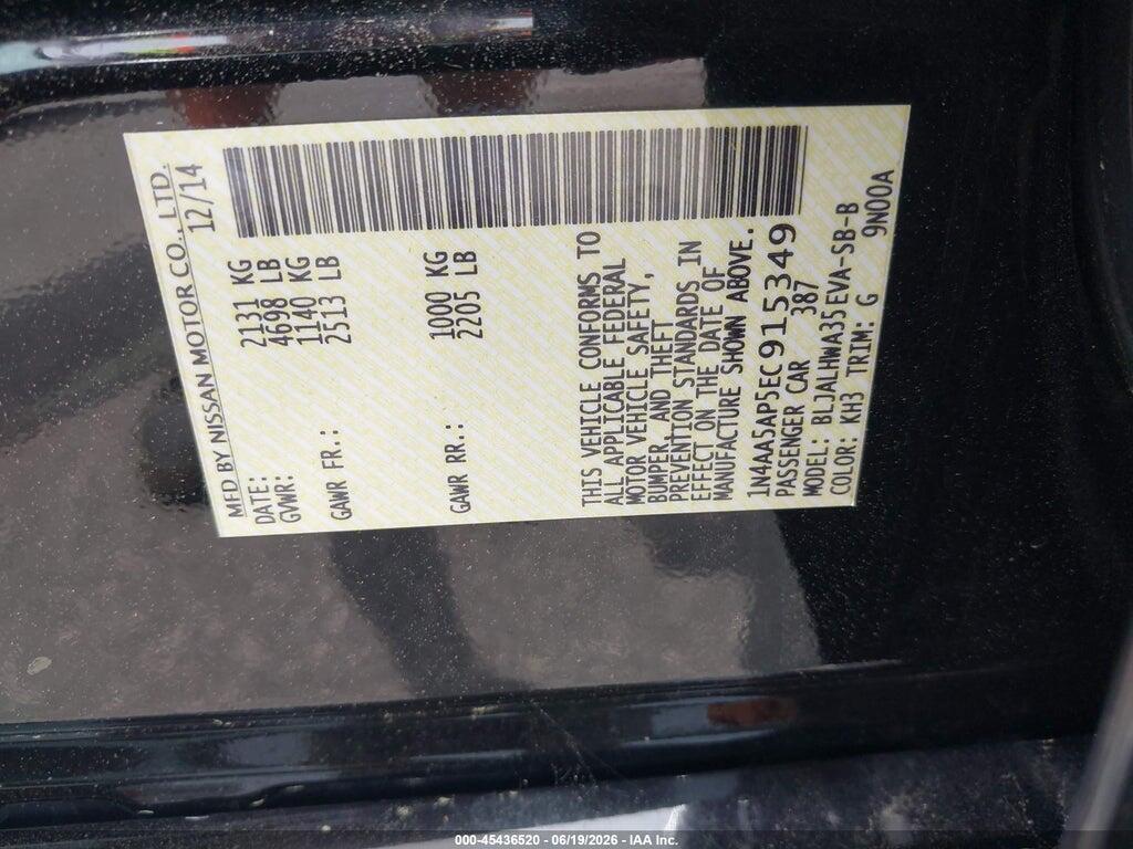 1N4AA5AP5EC915349 2014 NISSAN MAXIMA photo no. 9