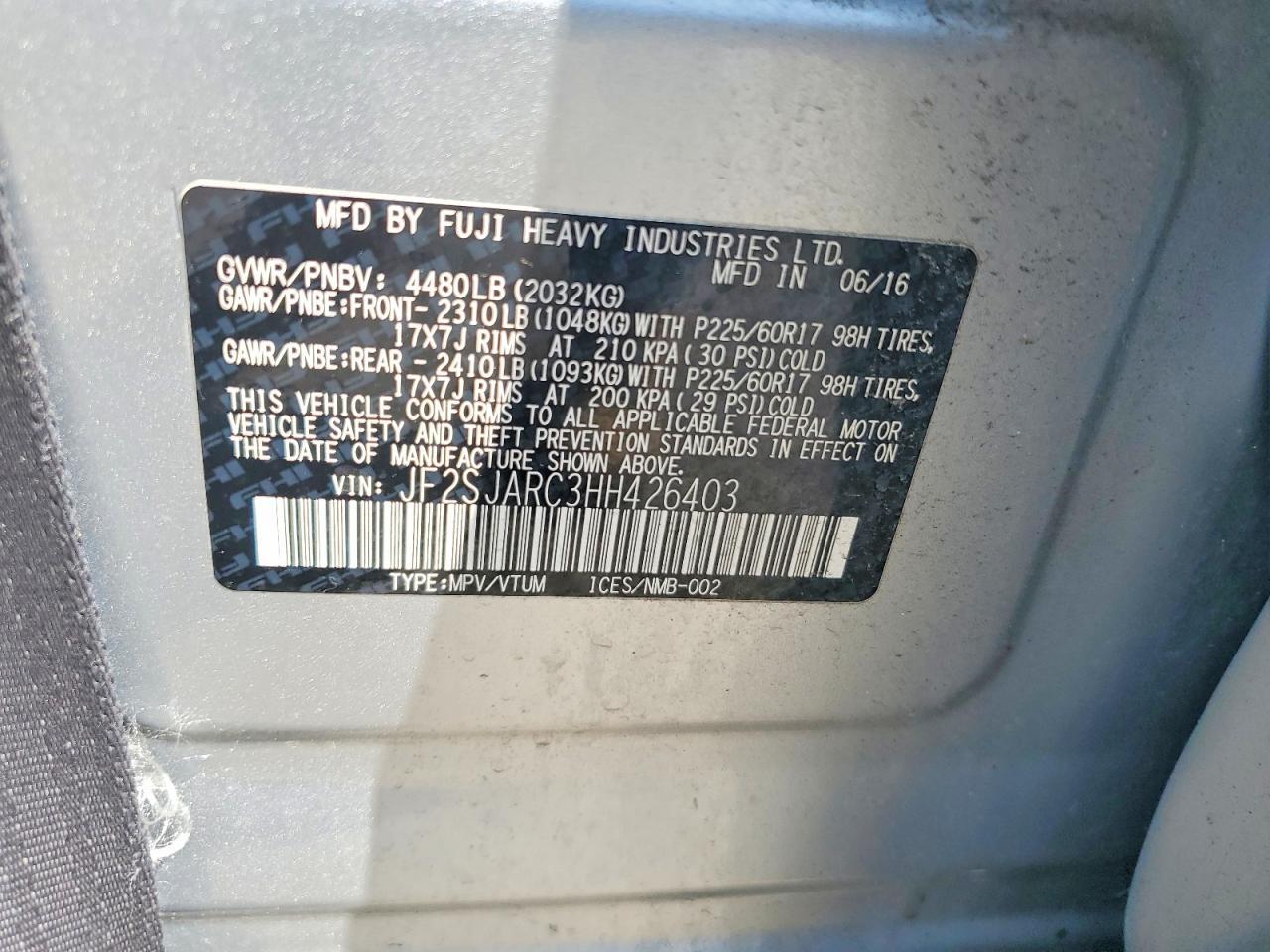 2017 SUBARU FORESTER 2.5I LIMITED — Фото 13 из 13