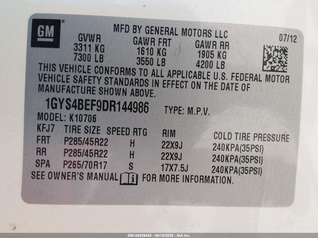 1GYS4BEF9DR144986 2013 CADILLAC ESCALADE photo no. 9